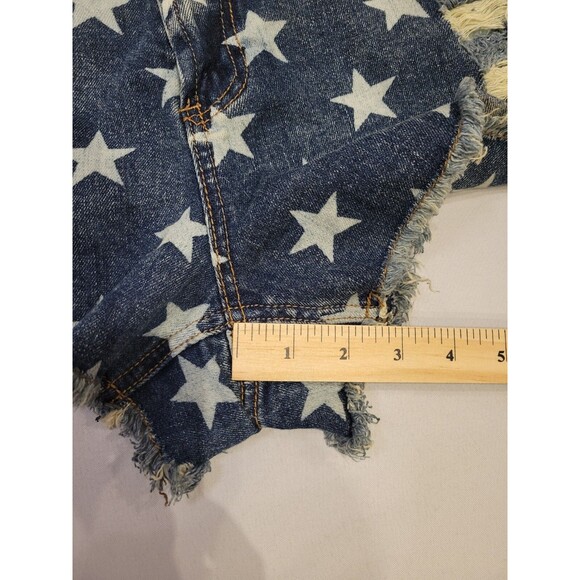 Rue21 Womens 9/10 Denim Cutoff Jean Shorts Stars Distressed Raw Hem Patriotic - Picture 12 of 12
